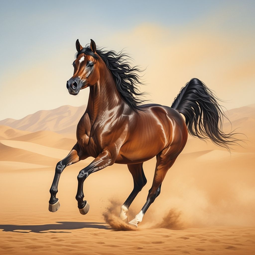 Arabian Horse Galloping: A Classic Oil Painting