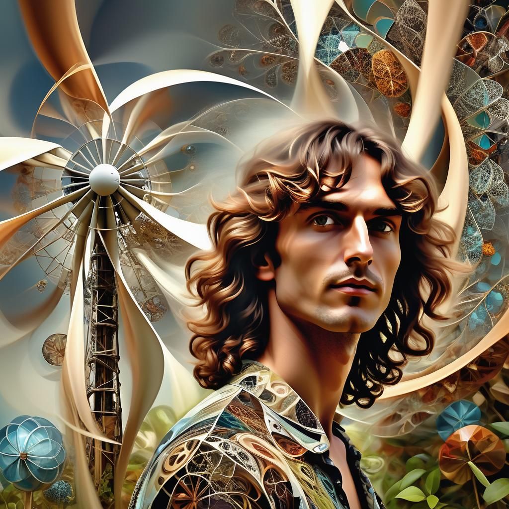 Wind Turbine Portrait in Dreamlike Surreal Style