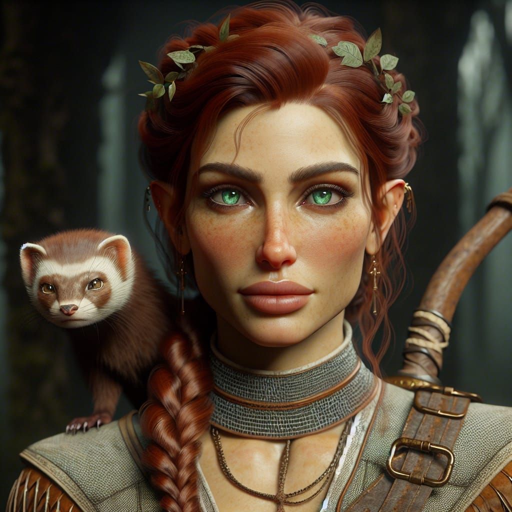 Eladrin Ranger in Maximalist Digital Matte Painting