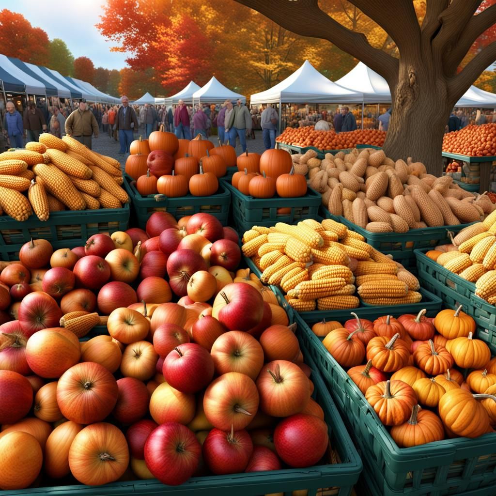 Autumn Harvest Festival in New England: Hyper-Realistic Phot...