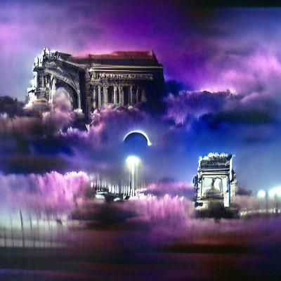 Broken Arc de Triomphe with Purple Bicycle