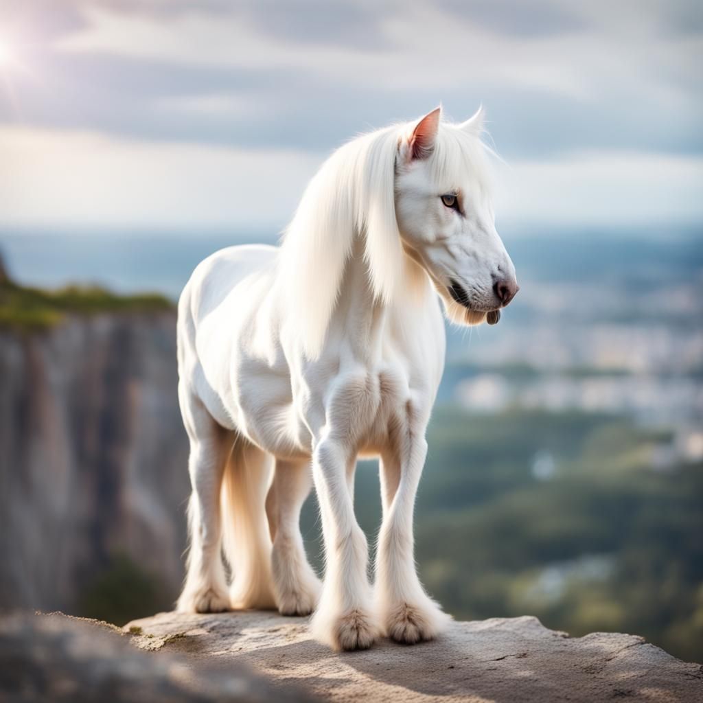 Clydesdale-Cat Hybrid on Cliff: Professional Photography