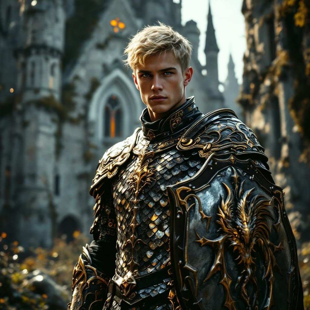 Dark Fantasy Hero in Dragon Scale Armor