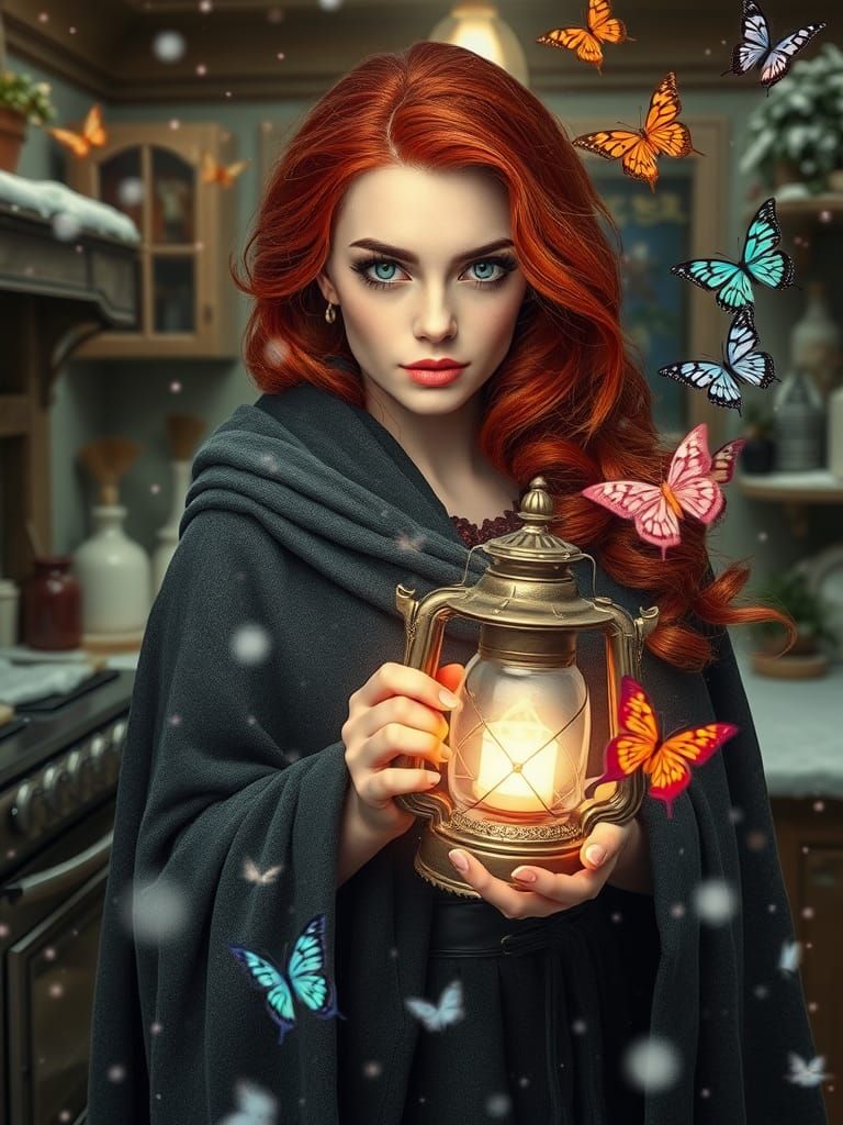 Enchanting Witch in Winter Wonderland Kitchen