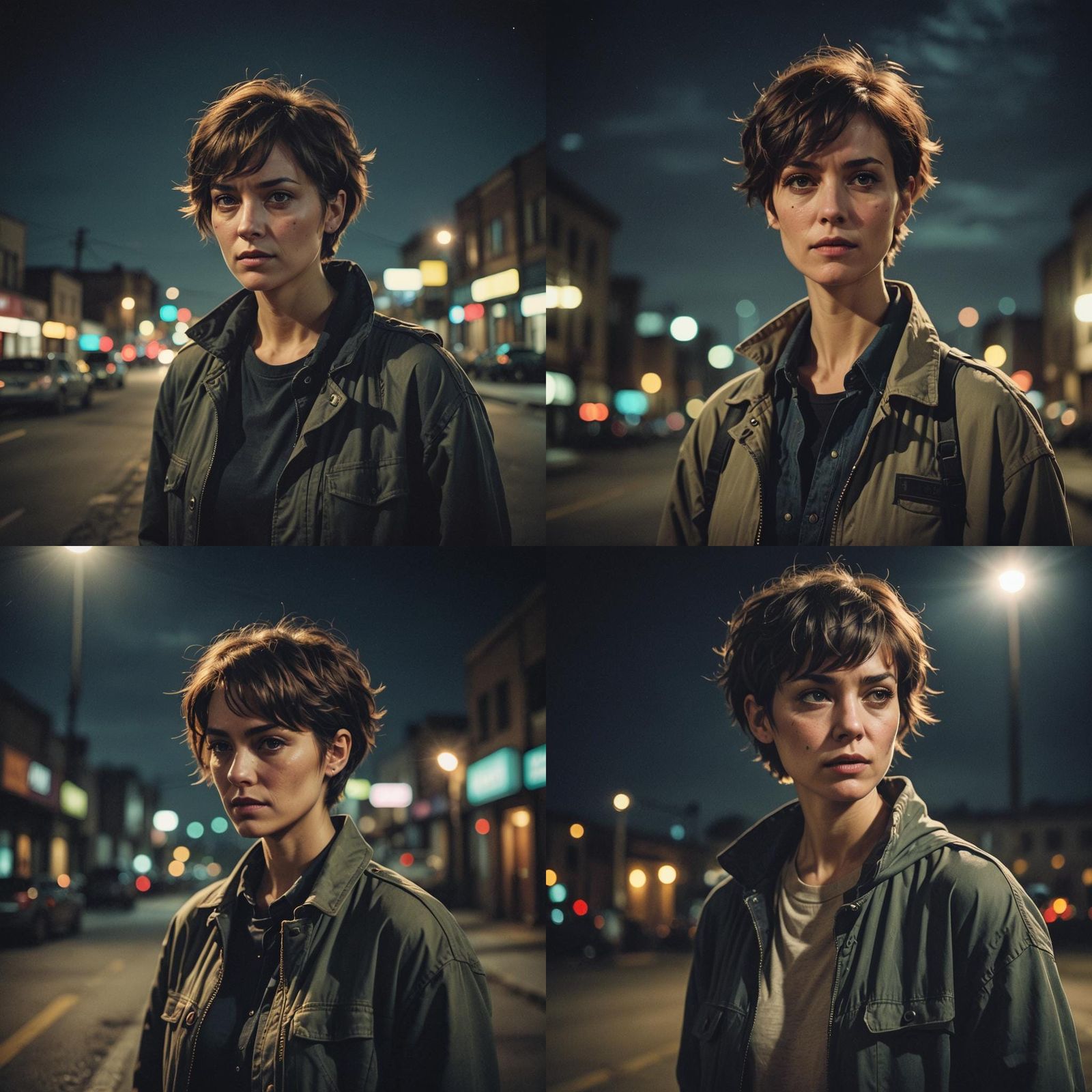 Tomboy Woman in Cinematic Night Scene