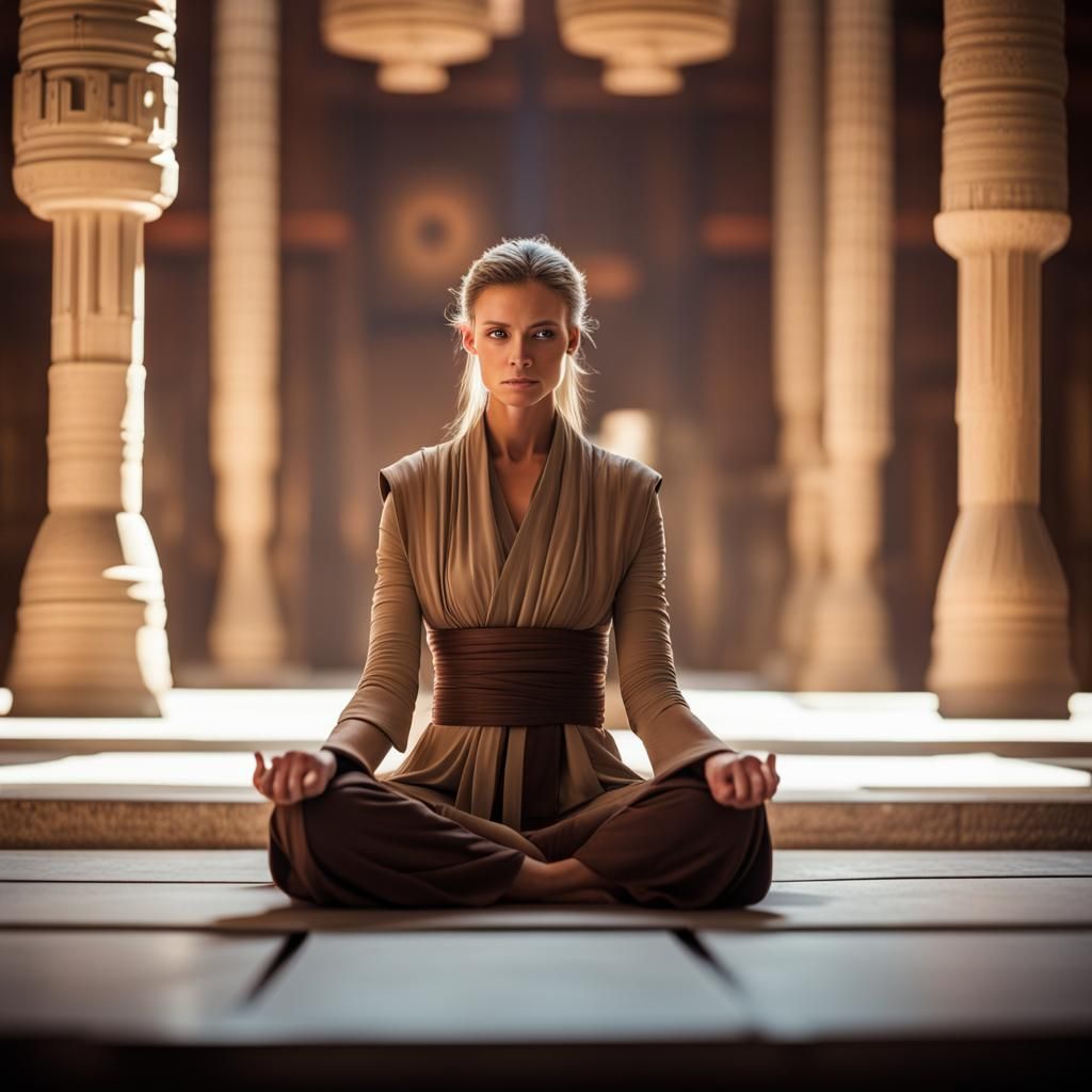 Jedi Knight Meditating in Temple: Professional Photography