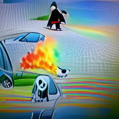 Rainbow Grim Reaper Sets Dog on Fire