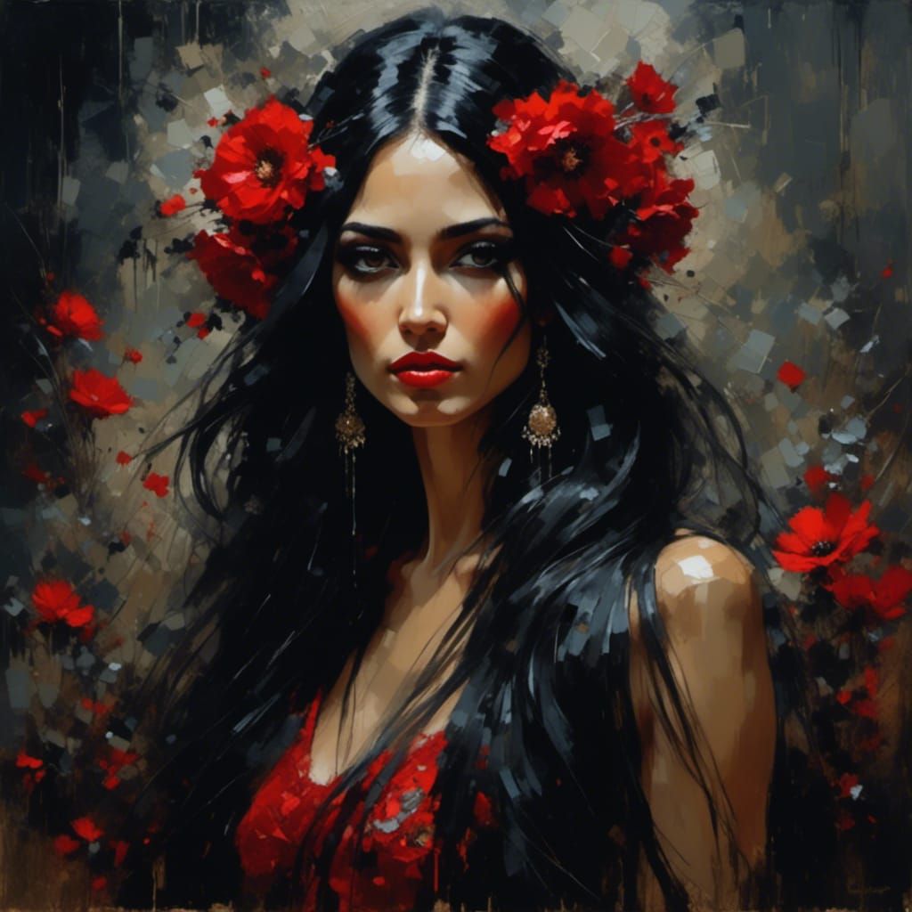 <lora:Brushstrokes:1.0> portrait of a stunning Gipsy woman,