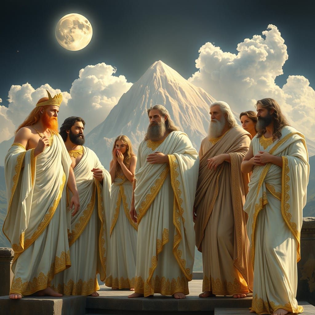 Greek Gods Gather on Serene Mount Olympus