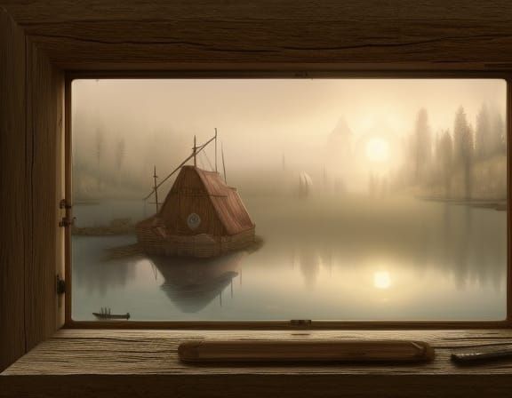 Foggy Viking Village Sunset View