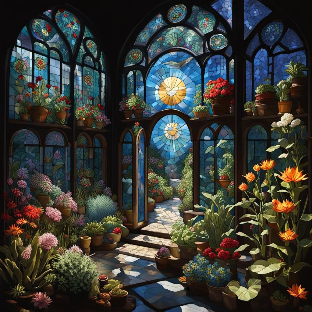 Miniature Parisian Night Garden in Glass Teapot