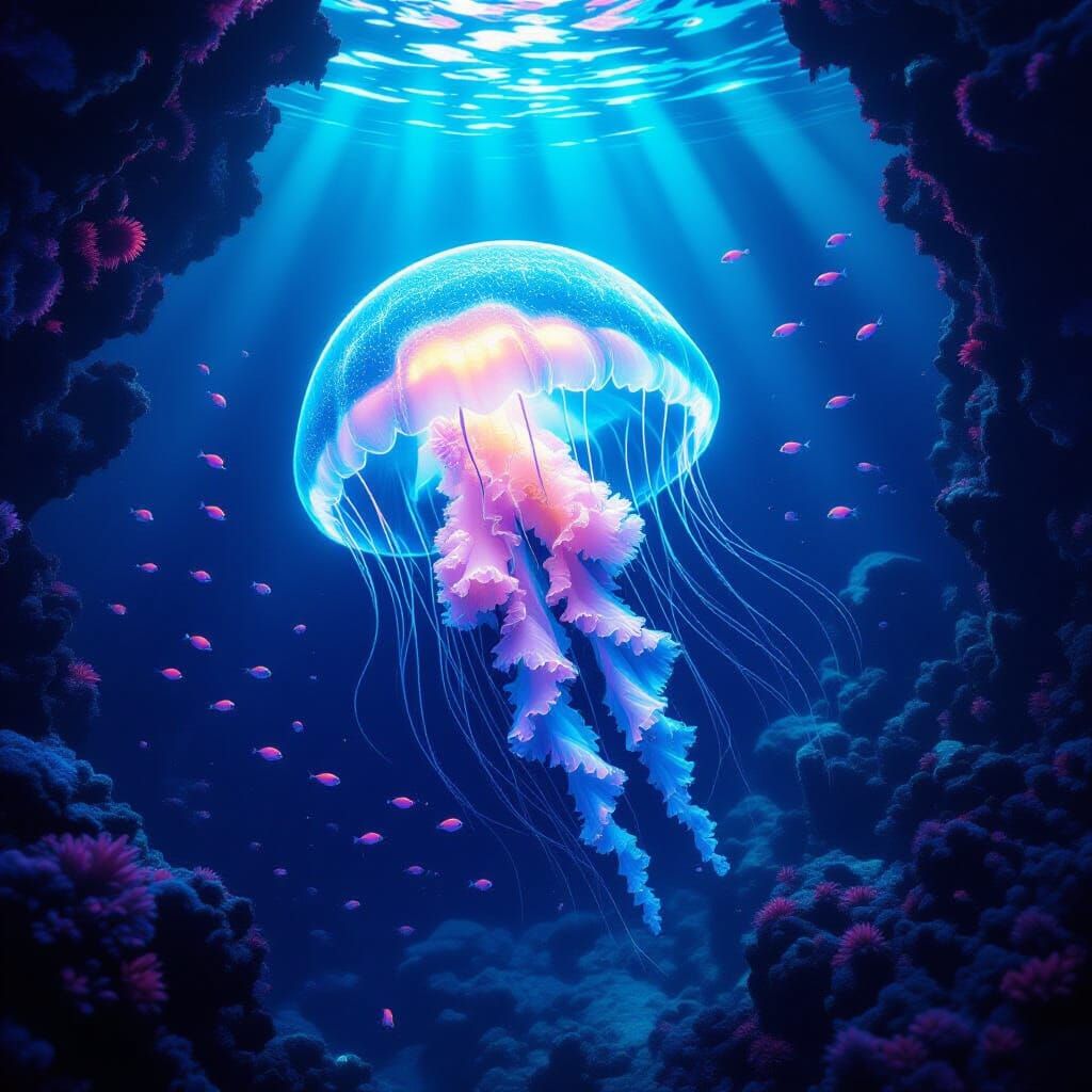 Bioluminescent Jellyfish Illuminates Ancient Deep-Sea Ruins