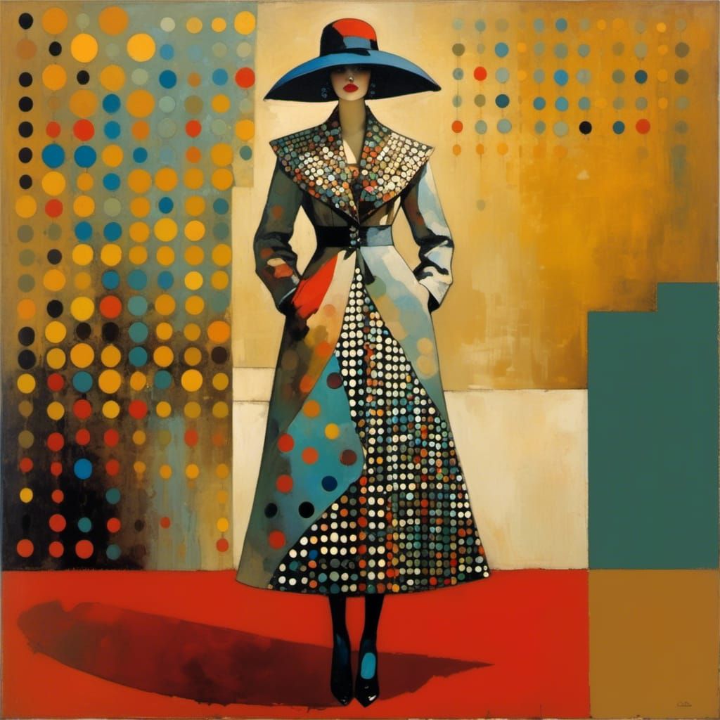 Woman in Polka Dots in Surrealist Style
