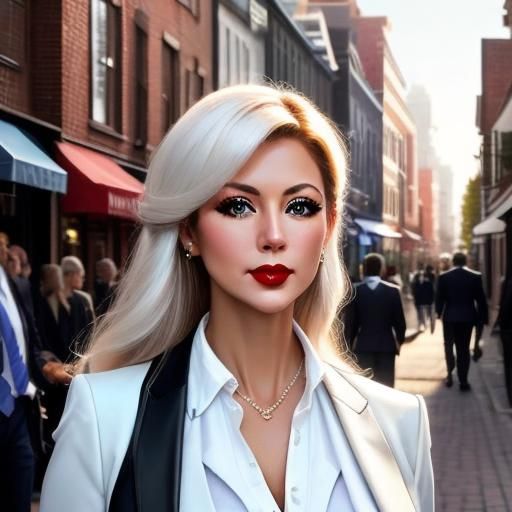 Photorealistic Portrait of a Businesswoman Walking