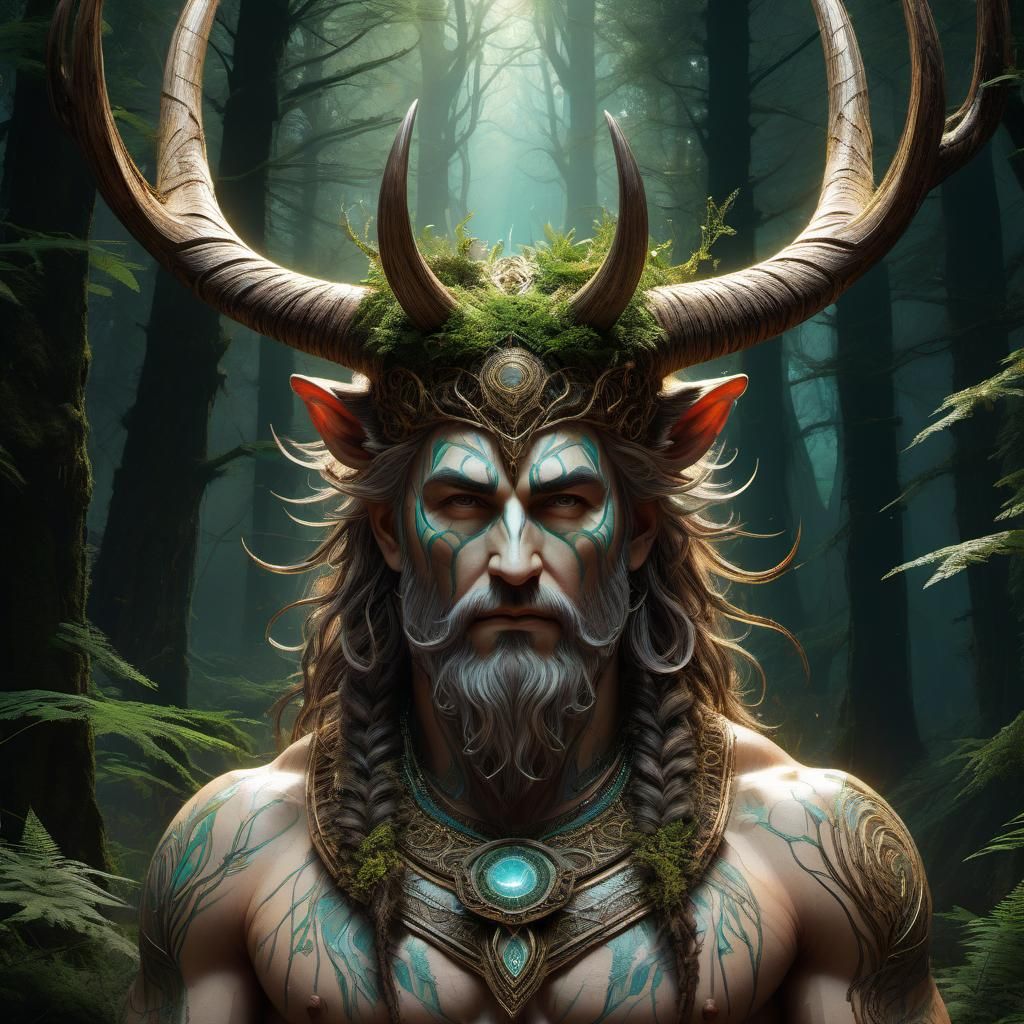 Horned God of Ancient Woods in Digital Art