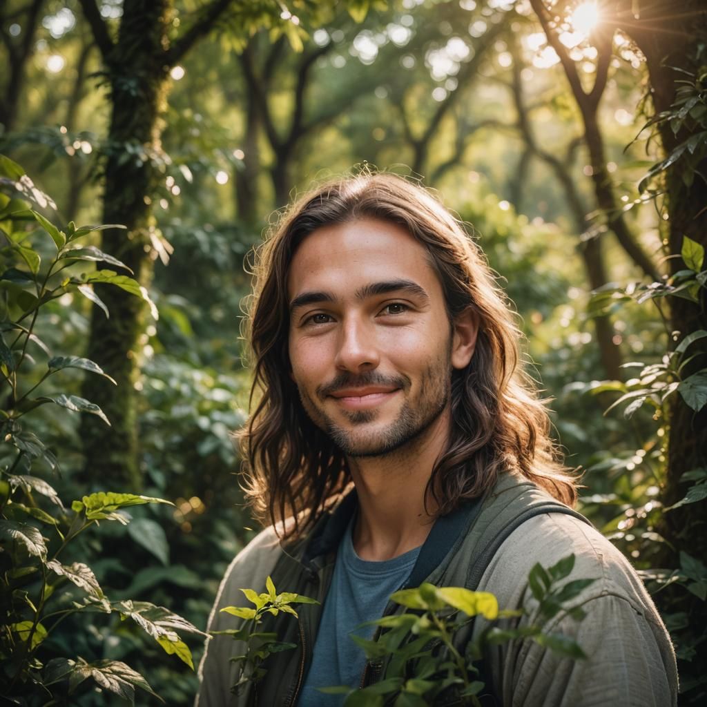 Enigmatic Seeker Portrait with Unicorn Motifs