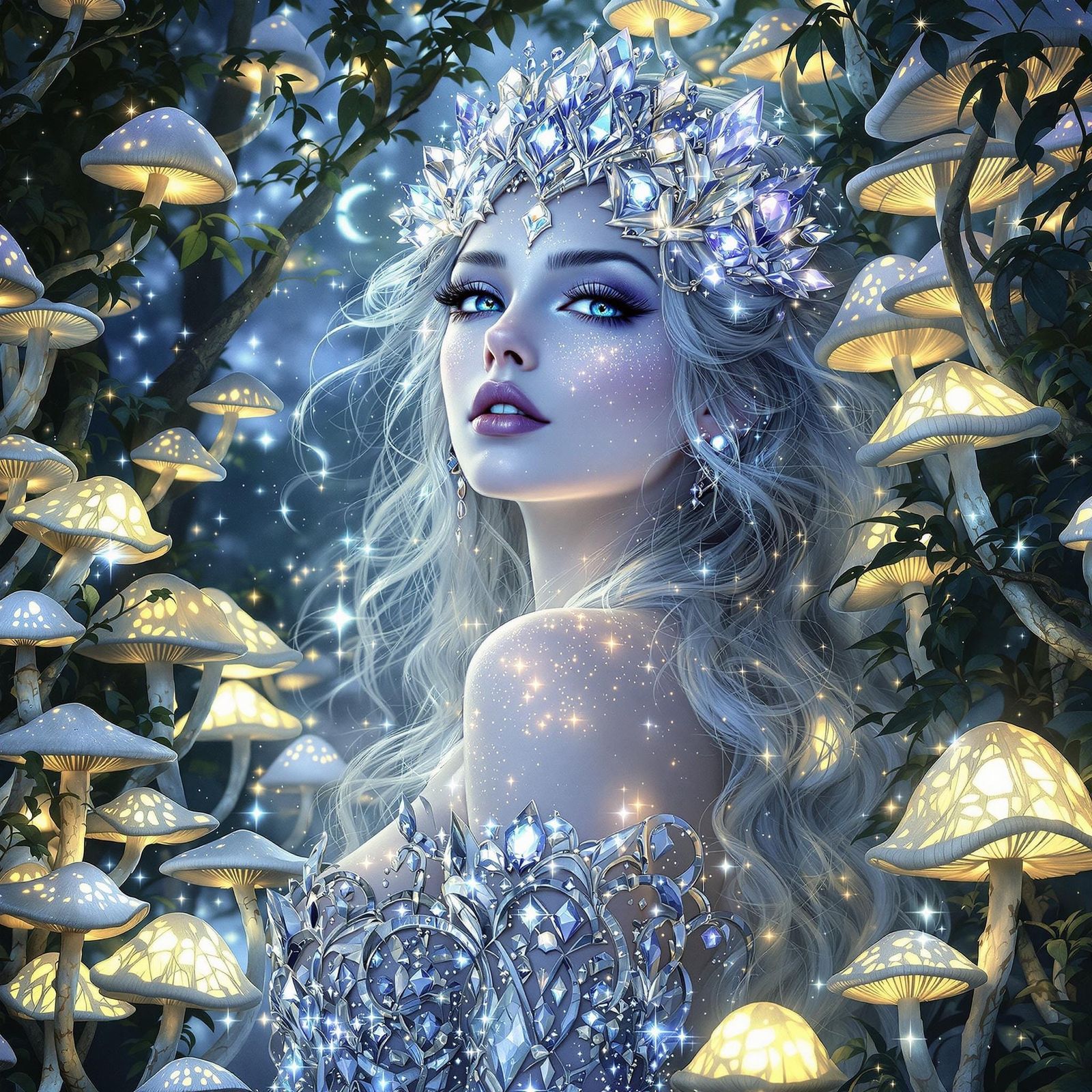 Lunar Enchantress in Gothic Art Nouveau Style