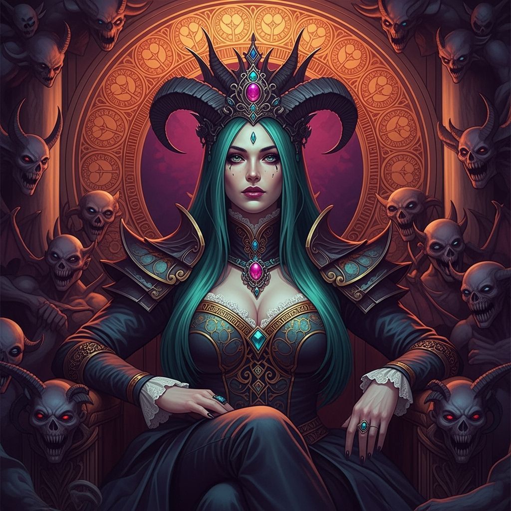 Lilith, Queen of Demons in Ornate Attire