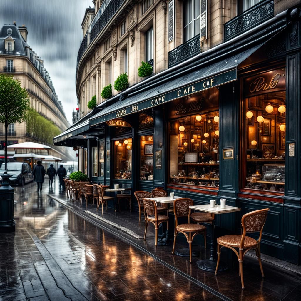 Rainy Day at a Little Parisian Café
