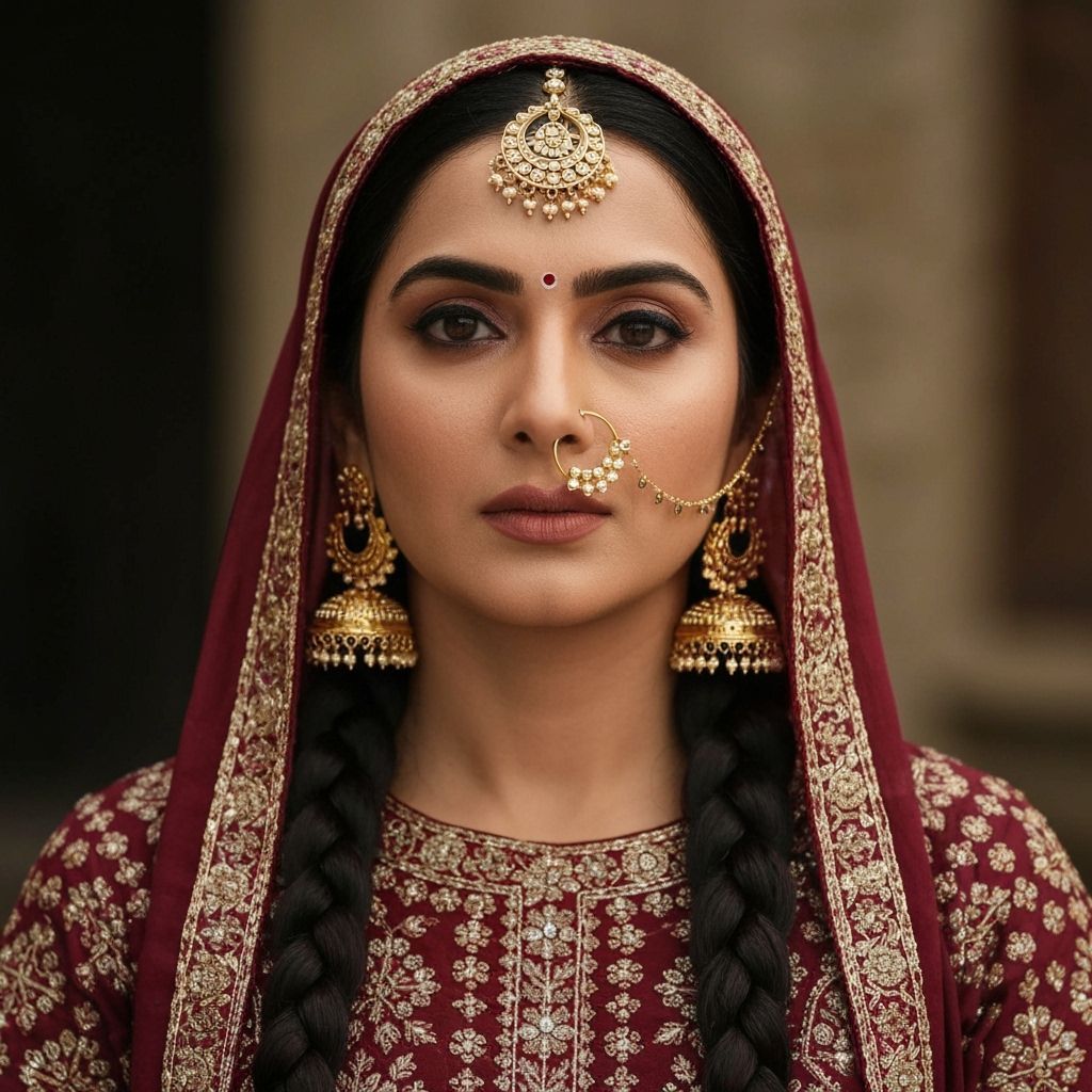 Regal Punjabi Queen Portrait in Phulkari Attire