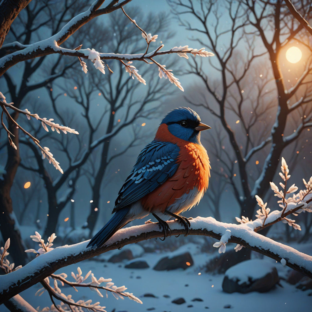 Vibrant Bird on Blossoming Tree