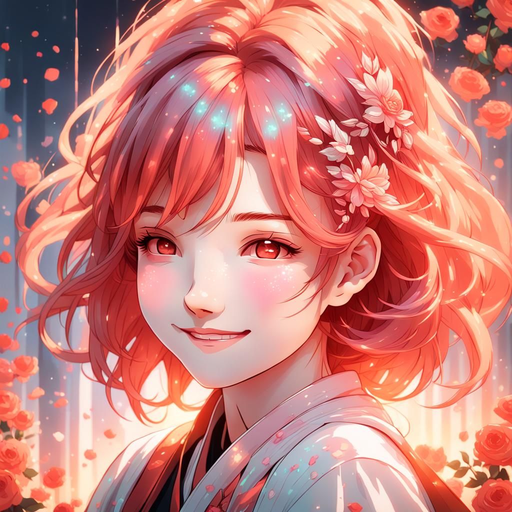 Anime Portrait of a Woman with Blushing Cheeks