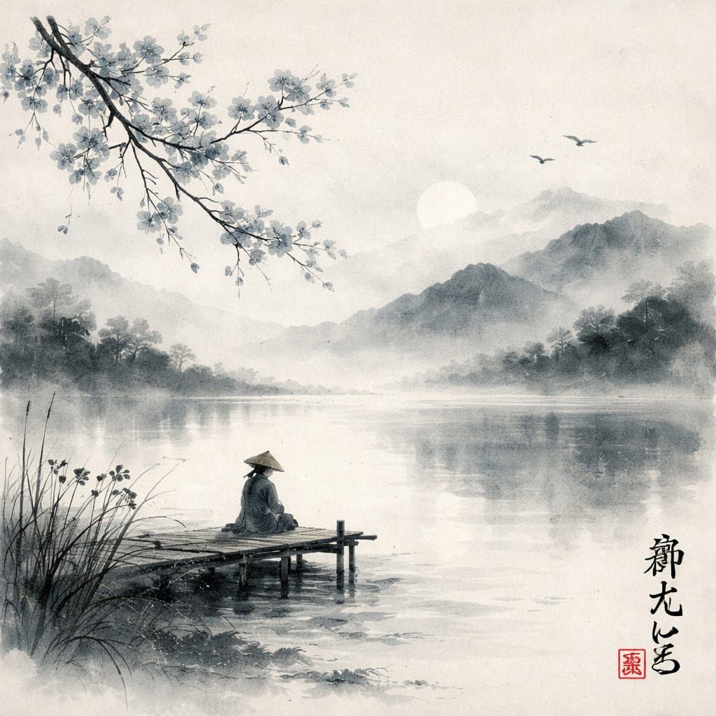 Japanese Ink Painting Captures the Color of Silence