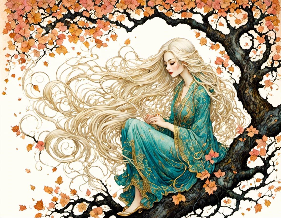 Elegant Vampire Woman in Anime Realism Style