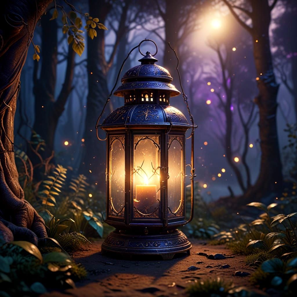 Mystical Feline Guardian Illuminates the Whimsical Night Woo...