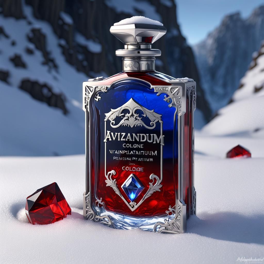 Diamond Platinum Cologne on Snow, Hyperdetailed Art