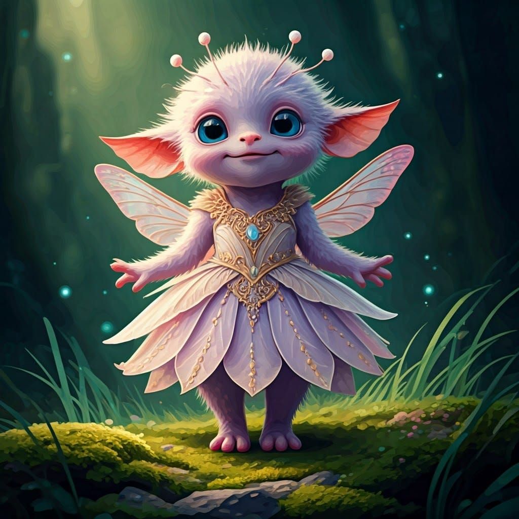 Enchanted Fantasy Creature Models Exquisite Magical Outfit o...