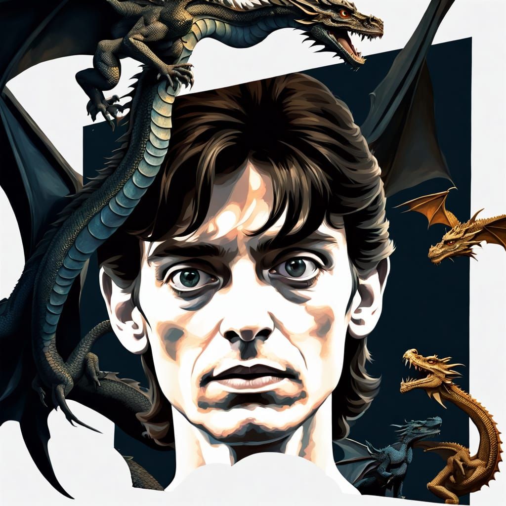 Blonde Woman Surrounded by Dragons in Luminous Soft Light