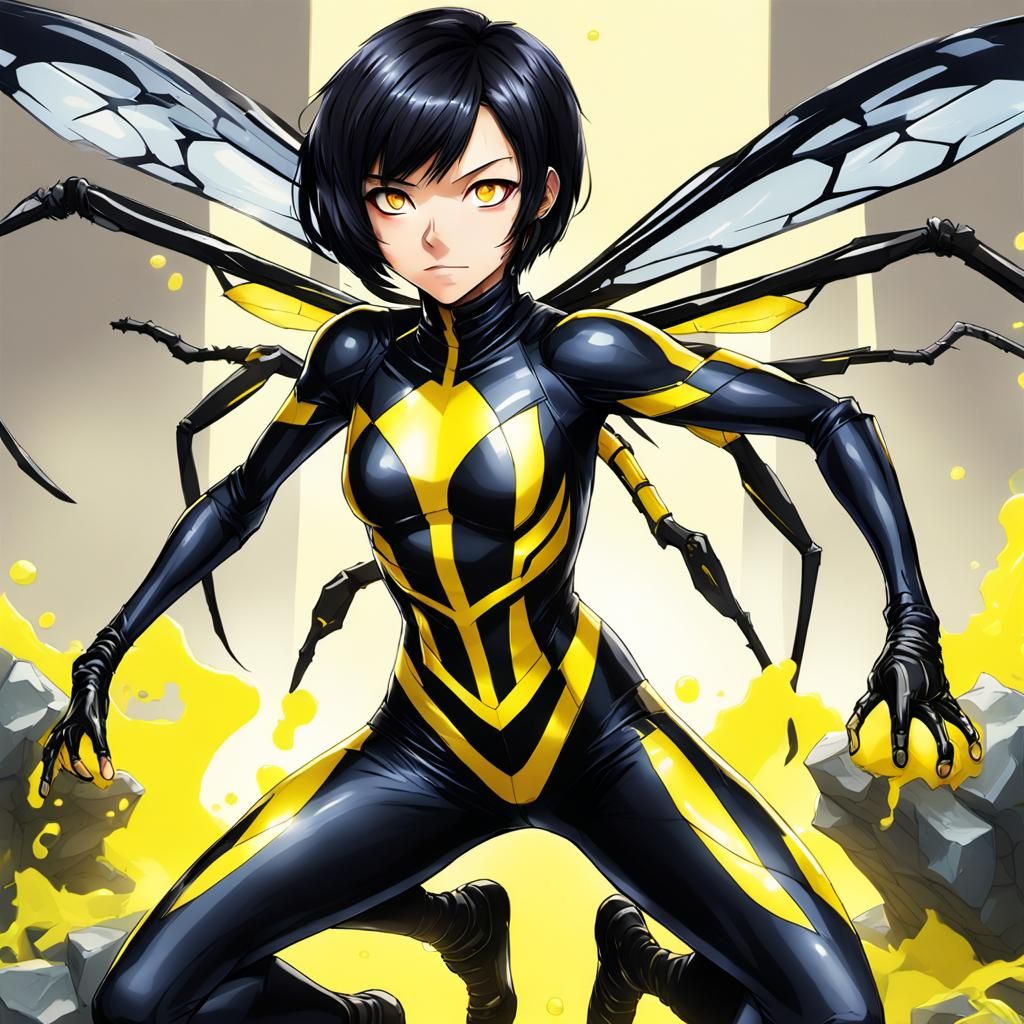 Symbiotic Anime Girl with Insect Wings and Claws