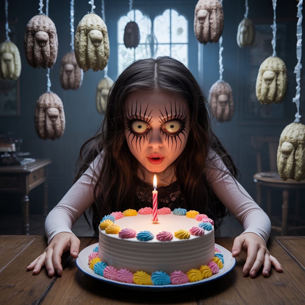 Creepy Monster Girl Birthday in Gothic Victorian House