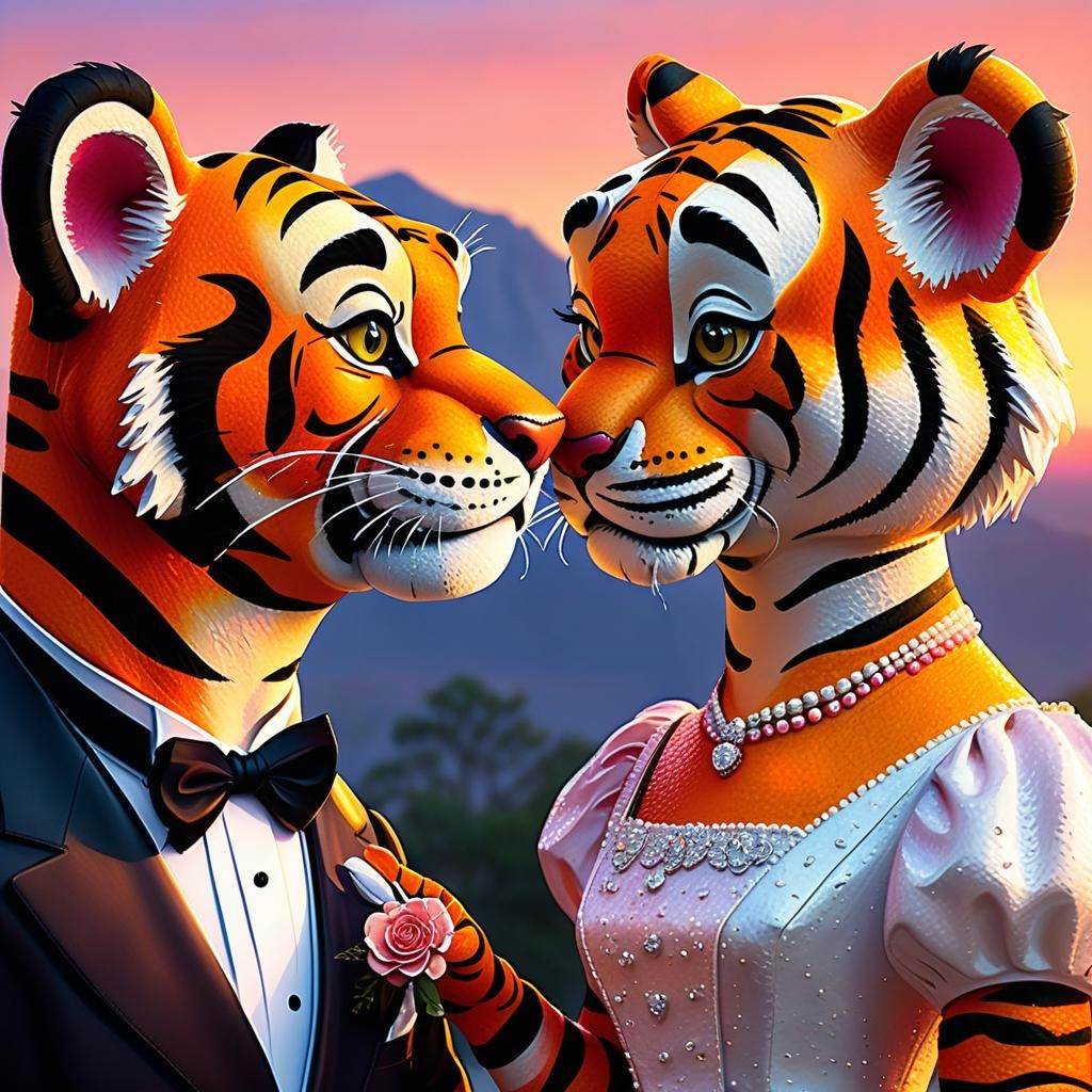 A Winnie the Pooh Tigger and a Tigger girl get married at su...