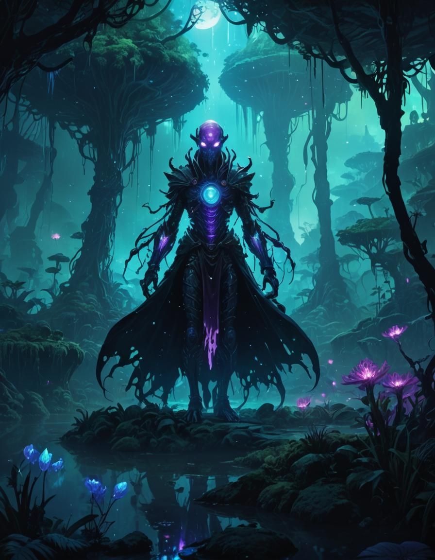 Gelatinous Alien Shaman in Extraterrestrial Swamp: Manga Art