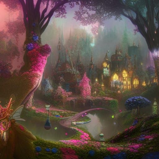 Whimsical Fairy Wonderland in Detailed Matte Painting