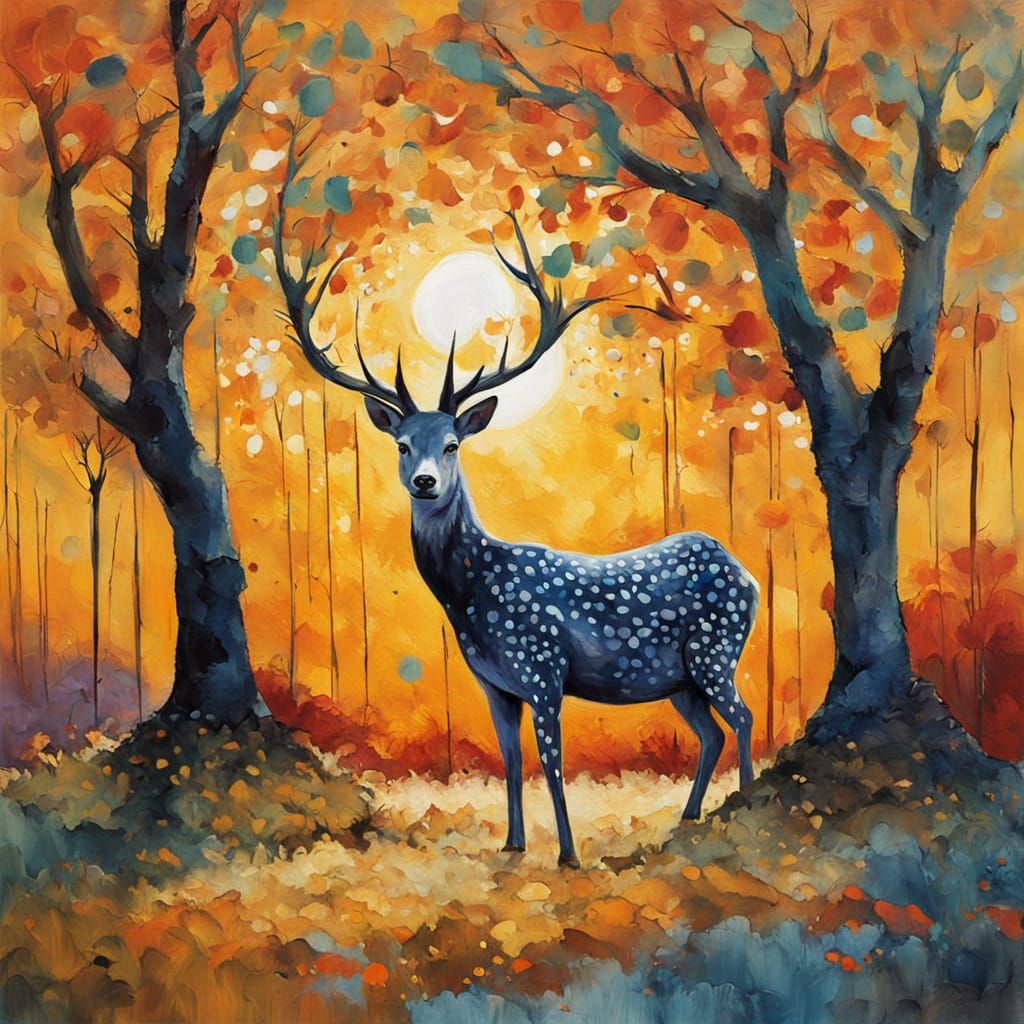 Surreal Spotted Animal in Gouache Landscape