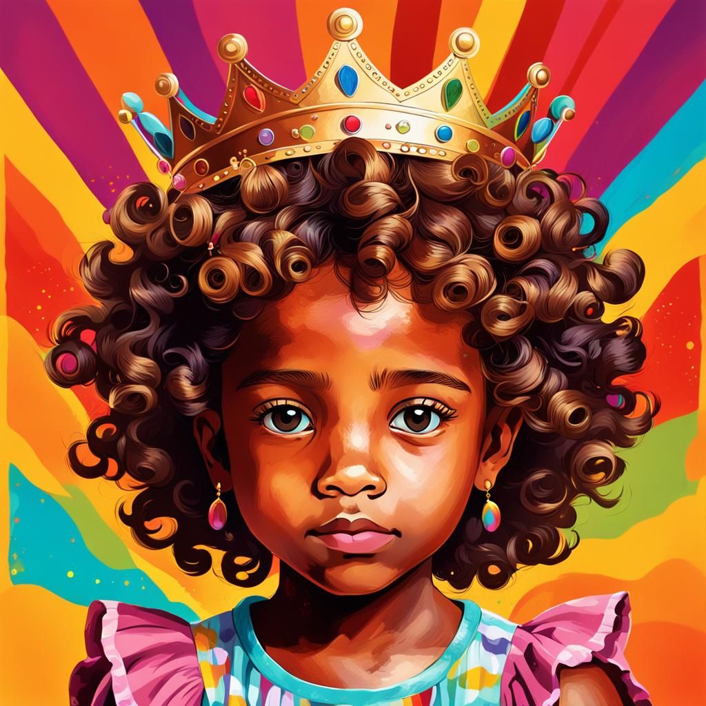 Manga Portrait of Playful Child with Crown