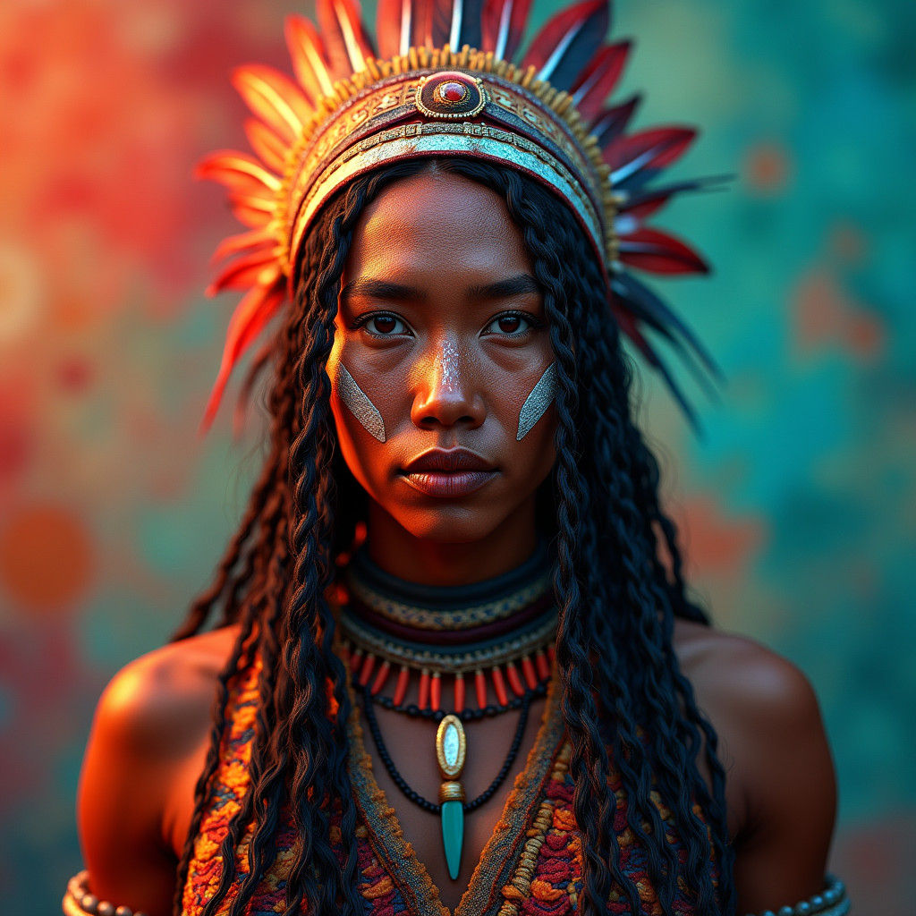 Hyperrealistic 3D Portrait of Arariboia Warrior