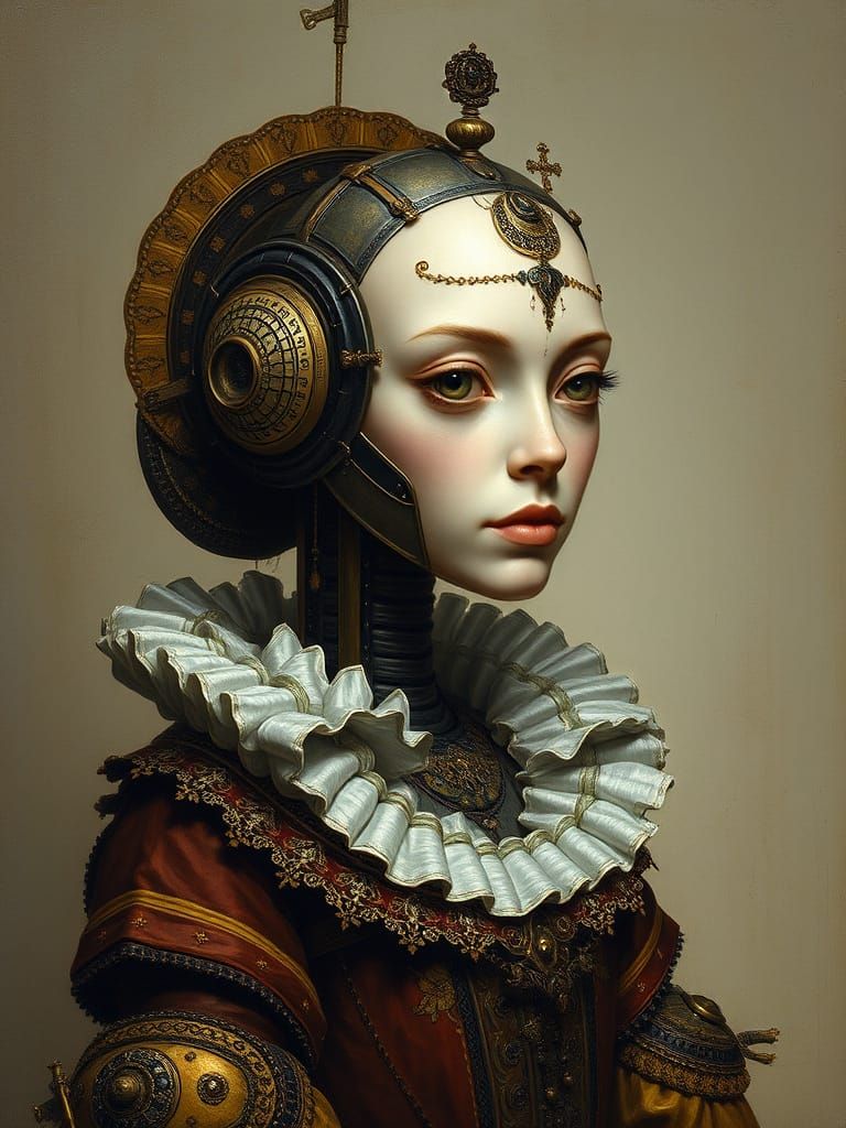 AI Robot Portrait in Classical Style