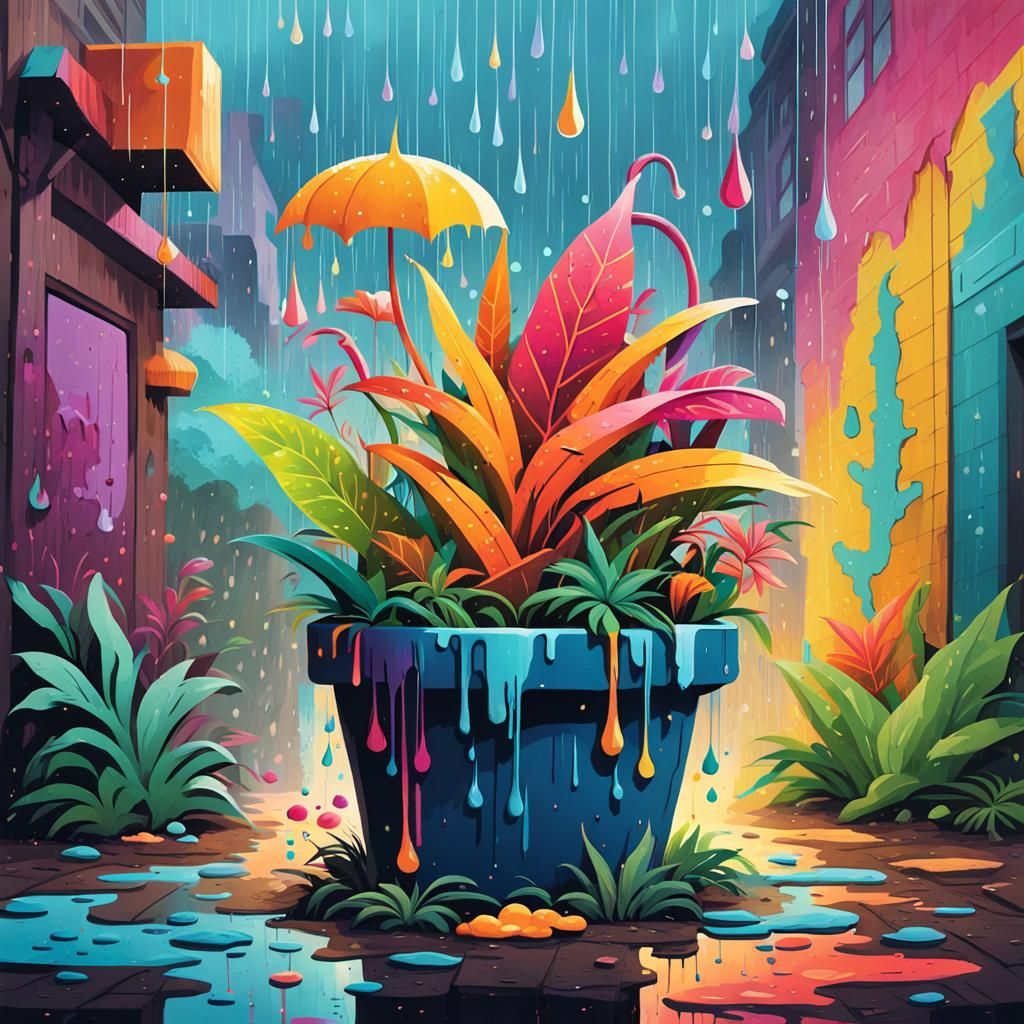 Colorful Magical Plants in a Graffiti Art Style