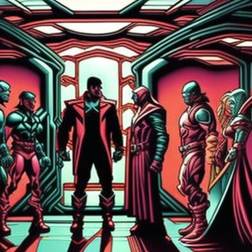 Supervillain Lair Meeting: Comic Book Art Style