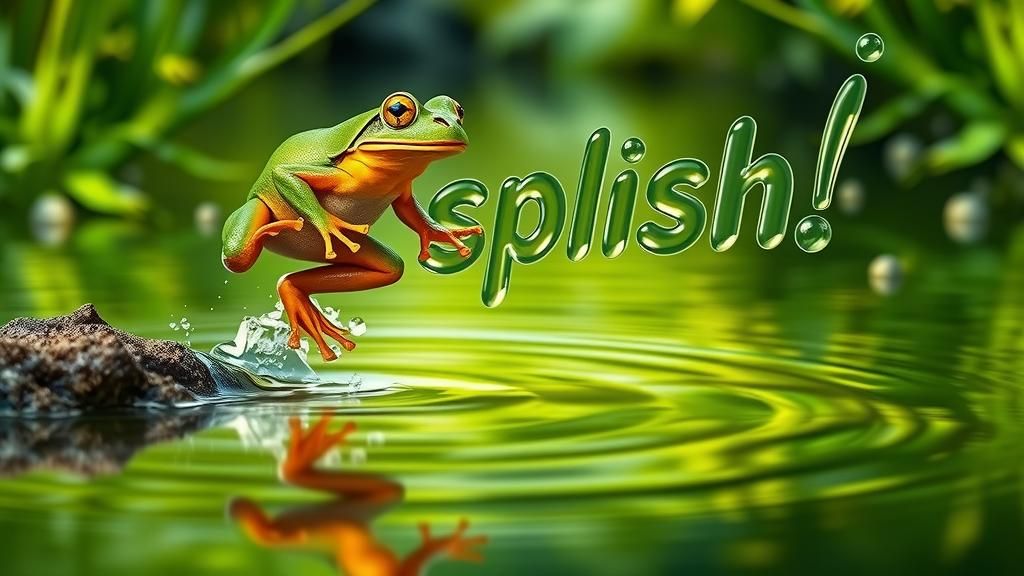 Green Frog's Splash: Dreamlike Pond Scene