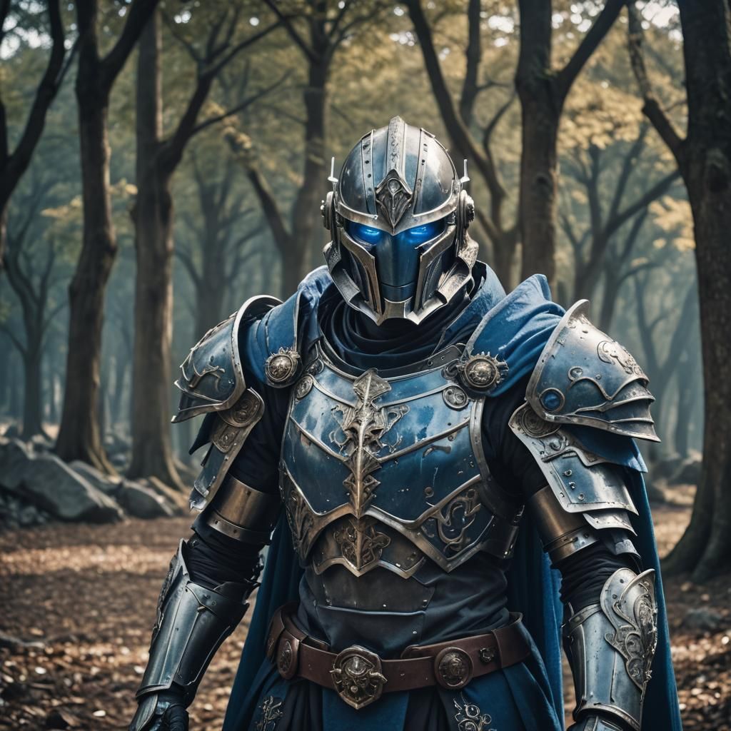 Warforged in Regal Attire Poses with Sword and Cape