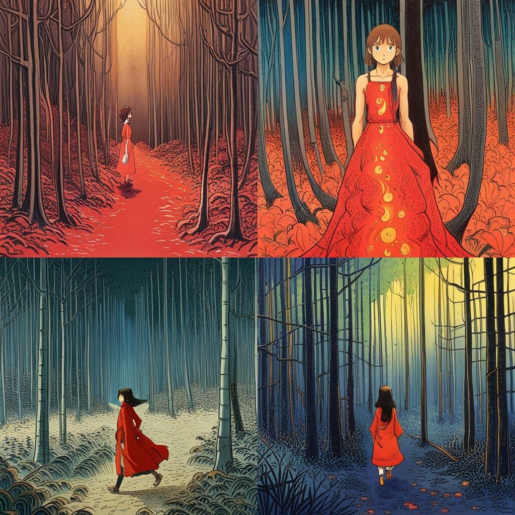 Girl Emerges from Burning Forest: Sci-Fi Fantasy Art