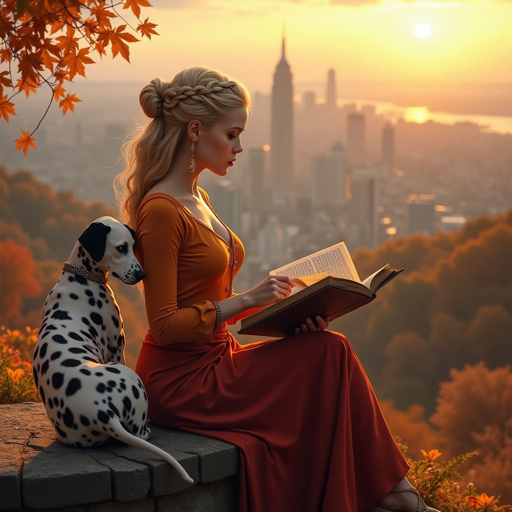 Woman Reading at Sunset, Autumnal Aesthetic