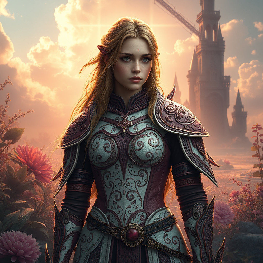 Druidess in Dreamlike Fantasy Landscape Art