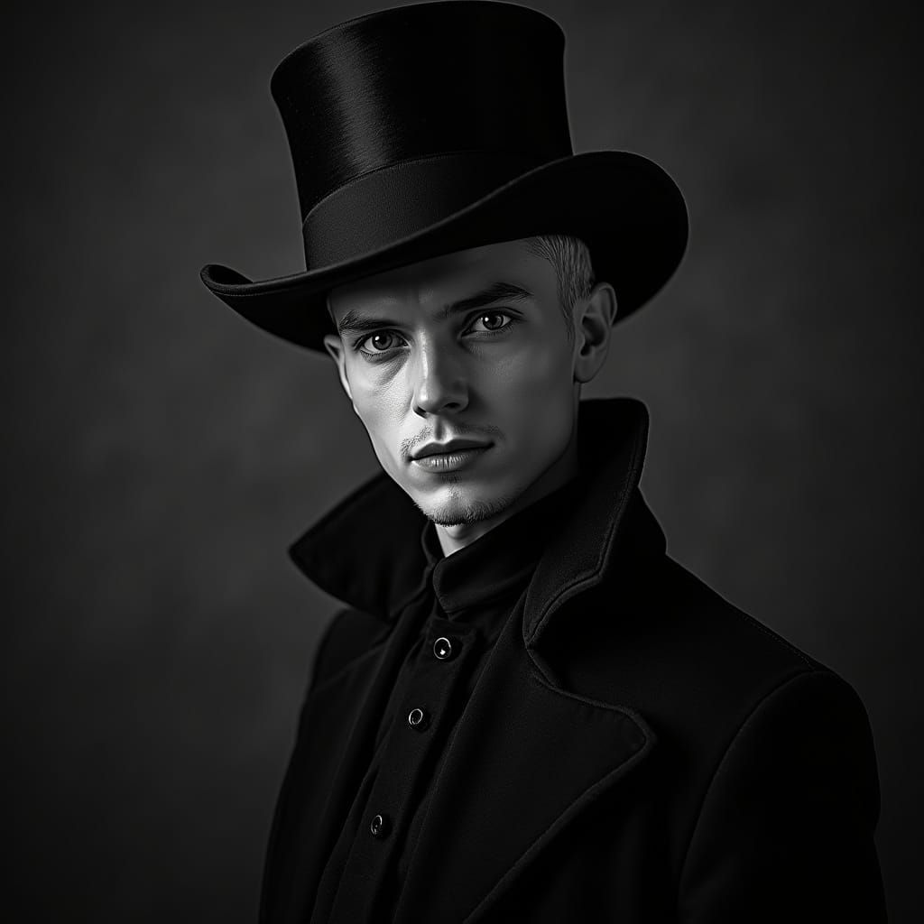 Gothic Magician Portrait in Deep Shadows