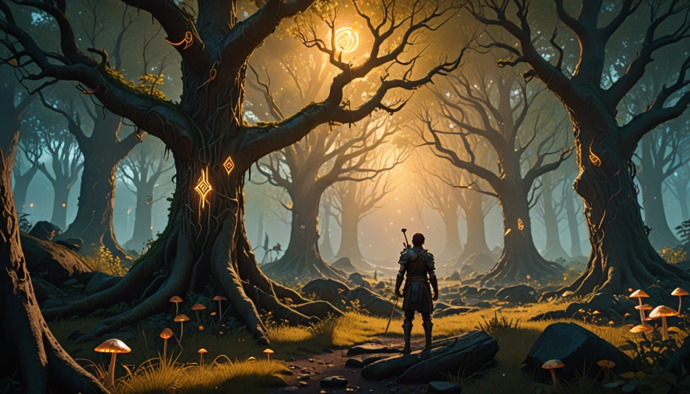 Ethereal Warrior in a Mystic Forest